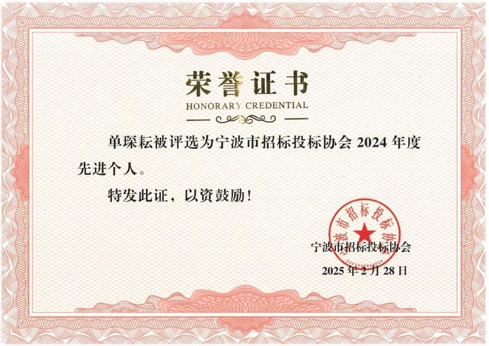年度宁波市招标投标领域政府采购类优秀招标代理项目负责人(综合型